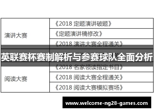 英联赛杯赛制解析与参赛球队全面分析