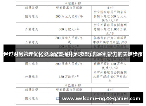 通过财务管理优化资源配置提升足球俱乐部盈利能力的关键步骤 通过财务管理优化资源配置提升足球俱乐部盈利能力的关键步骤